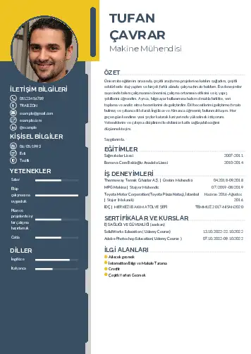 Makine Mühendisi Cv Örnekleri cv indir